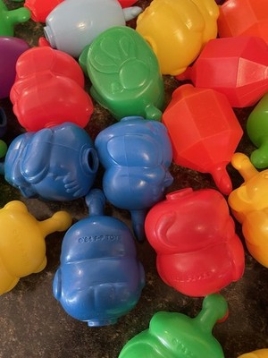 63 Vintage Fisher Price Snap Lock Beads Plastic Interlocking Multi
