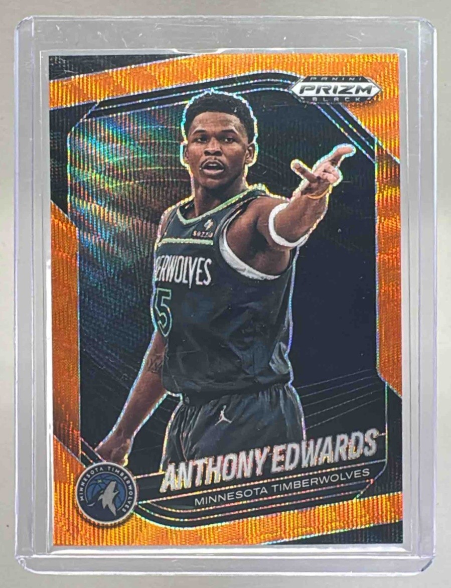 Anthony Edwards 2024 Panini Prizm Black #17 Orange Wave /60