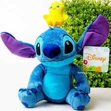 Disney Stitch Easter Plush 8" Blue Stuffed Animal Yellow Chick on Head New