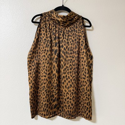 Levante Women s Cheetah/Leopard Print Halter Blouse Sz 14 100% Silk Mobwife 