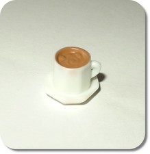 Miniatur Kaffeetasse mit Untertasse, Milchkaffee, Kakao, Neu