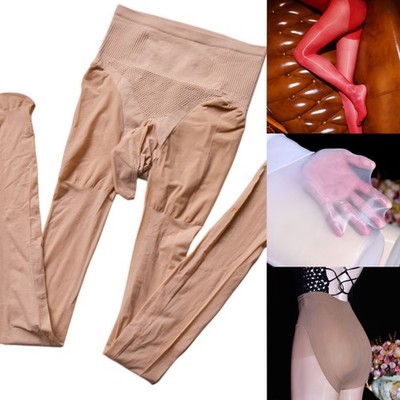 Men 8D Oil Sheer Pantyhose High Elastic Shiny Glossy Stockings Shaping Tights