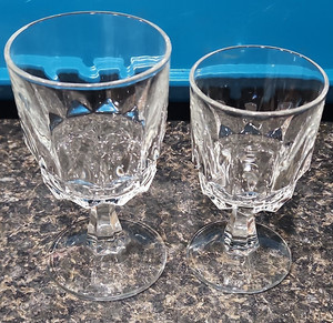 2pc Clear Cut Crystal Stemmed Wine Goblet Glasses 140-170 ml Round 5 in