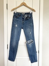 Levi  s Women  s Wedgie jeans Size 26 Straight leg Button fly Holey Grunge Casual