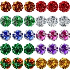 30 Pcs Polyester Film Crinkle Balls Cat Toys 2.36" Interactive Colorful Chew Toy