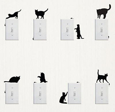 Cute Cat Design Light Switch Wall Stickers - Set of 8 Decals
