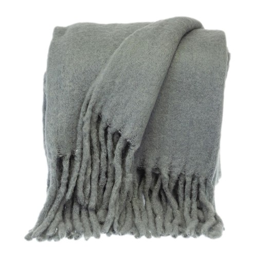 Super Soft Gray Soft Solid Color Handloomed Throw Blanket - Picture 5 of 10