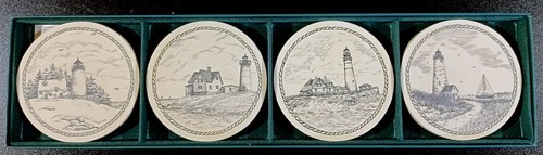 Barlow Scrimshaw Reproduction Ivory Lighthouse Coasters Stephen Barlow