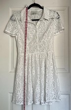 Reformation White Lace Collared Short Sleeve A-Line Dress, Size 4
