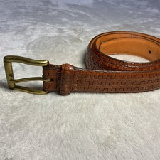 Bachrach Superweave Brown Leather Belt Handmade Mens Size 32 Solid Brass Buckle