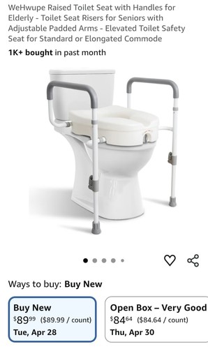 WeHwupes Elevated Toilet Seat Adjustable Padded Arms White for Elderly