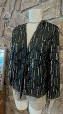 Mob wife  Stunning Vintage Frances Henaghan Black and Gold Beaded Jacket SZ M