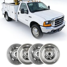 1999-2002 Ford F450 F550 19.5 8 Lug Bolt On Dual Wheel Simulators Set Hub Caps