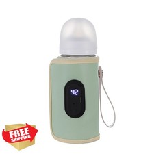 Baby Bottle Warmer USB Portable Warming Sleeve Digital Display Green