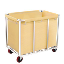 Frides 400L Large Commercial Laundry Cart with Wheels and Steel Frame, Tan/Beige