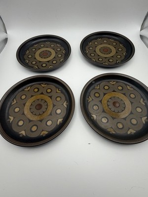 Set Of 4 Denby Arabesque Stoneware Side Plates 6.5 England rare vintage dishes