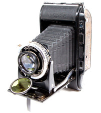 Voigtlander Bessa film camera w Helomar 10.5cm F/3.5 Lens 6x9 Rangefinder Works 