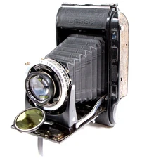 Voigtlander Bessa film camera w Helomar 10.5cm F/3.5 Lens 6x9 Rangefinder Works!