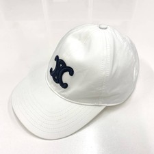 Celine Logo Triomphe Cotton Baseball Cap White, New, Unisex