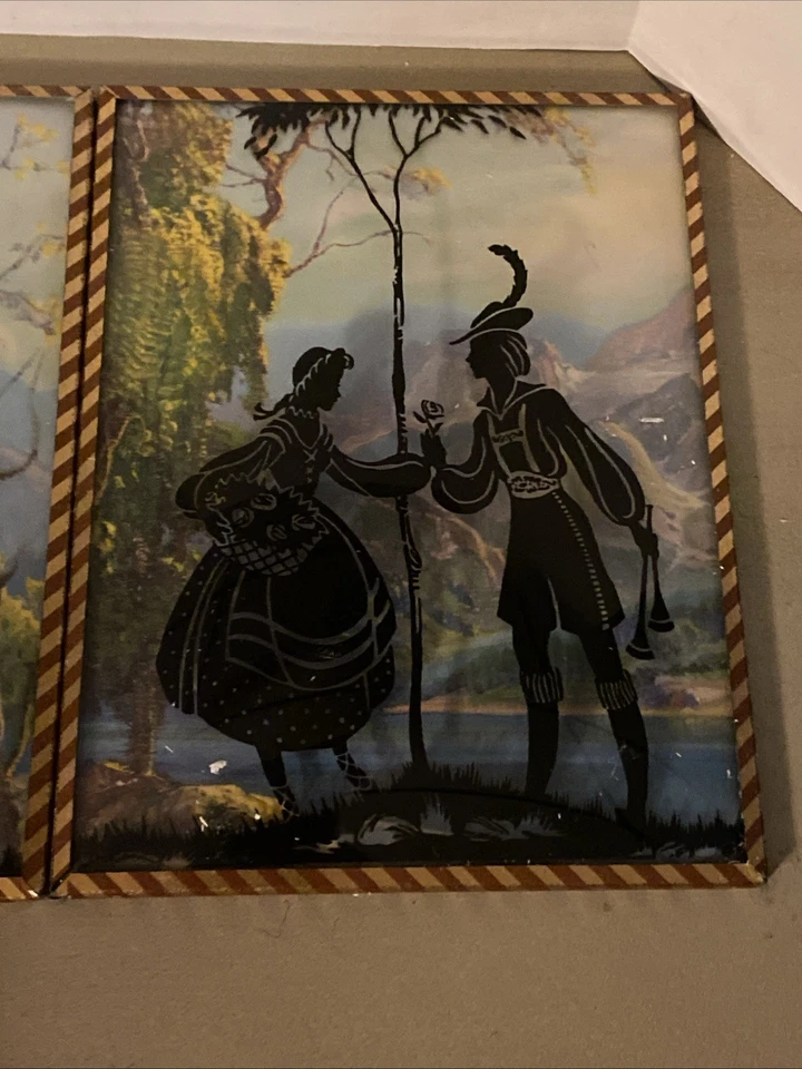 Силуэт картины винтажный обратный окрашенный напечатано на выпуклый "пузырь" стекла (2) - Изображение 4 из 4