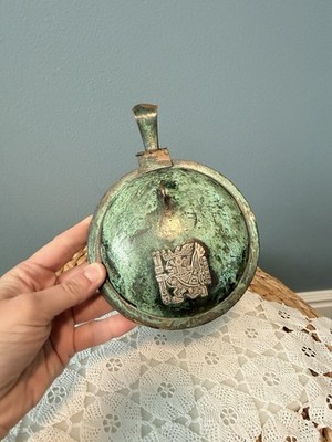 Vintage Vicky Industria Peruana Copper Hinged Trinket Box Peru Inca
