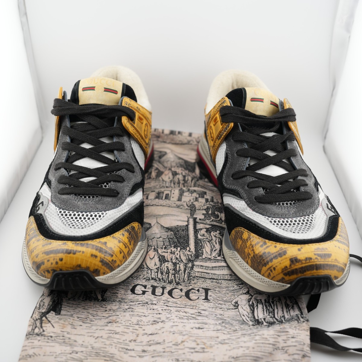 Gucci Ultrapace Low Top Yellow Tejus Men’s Sneakers Size 10.5 Gucci Ultrapace Leather Mesh Sneakers Low Top Yellow Tejus  main image 4