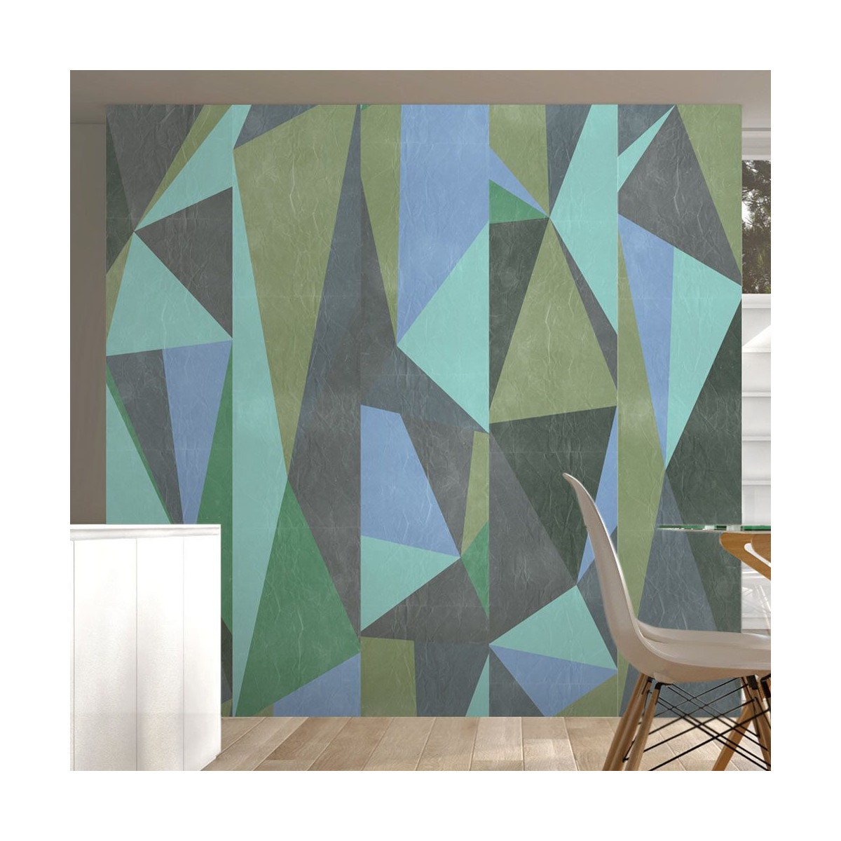Papier peint triangles gris 50x1000cm rouleau adhesif intisse