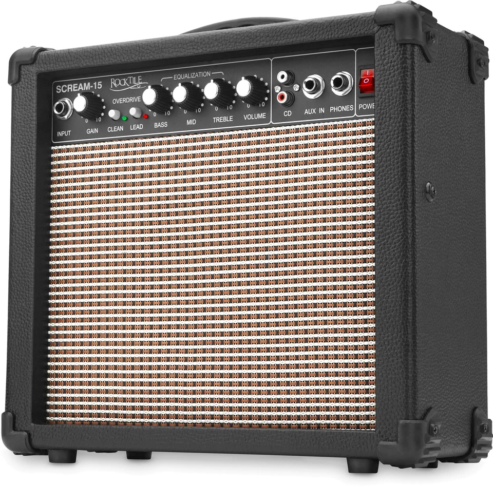 Amplificateur Guitare Electronique 15W Guitar Amp 2 Canaux EQ 3 Bandes AUX MP3 - Photo 1/4