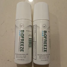 Biofreeze Professional Colorless Roll-On Menthol Relieving Gel 3oz X2 Exp 2027+