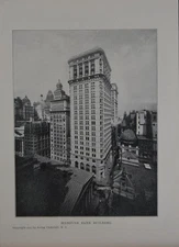 Antique New York City Art Print 1904 Hanover Bank Building Black and White