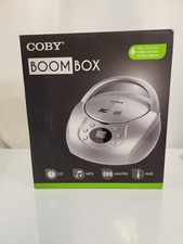 Coby Portable CD MP3 Player AM/FM Radio Stereo Boombox CBCD-04 Silver Tested