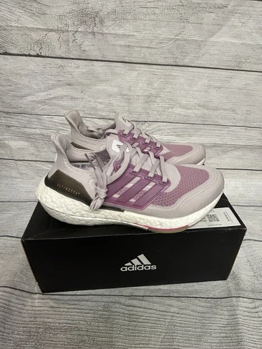 Scarpe da corsa Adidas Ultraboost 21 donna taglia 7 viola bianco ghiaccio sneakers