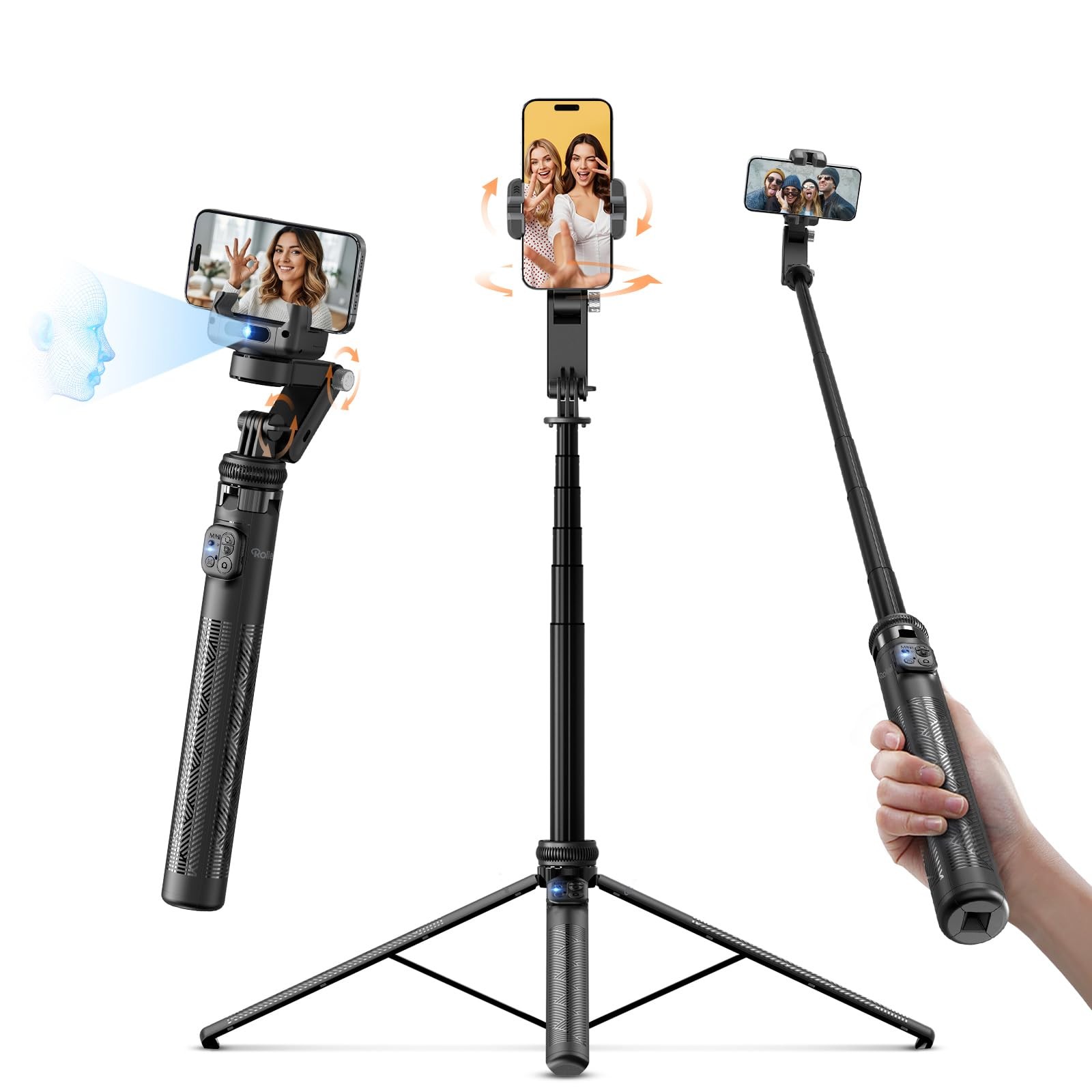 Stabilizzatore Smartphone Gimbal Treppiede Tracciamento Automatico Facciale 360