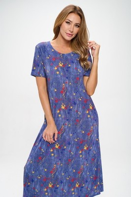 Jostar, Travel Knit Dress, long A-Line, s/s, Stretchy NO-IRON poly/span.   006