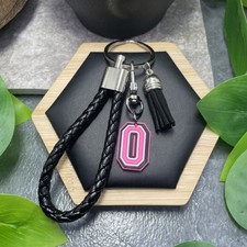 5  Stainless Steel Tassel Initial O Charm Wristlet Keychain New Free Ship D1672