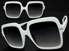 OVERSIZE Exaggerated Vintage Retro Style SUNGLASSES Large Big Square White Frame