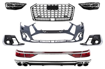 BodyKit für Audi A8 D5 2018-2021 S8 2022 Optik Stoßstange Luft Diffusor Endrohre