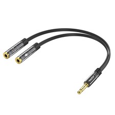 KINGTOP 3.5mm Headphone Mic Splitter Adapter - 1 Male to 2 0.65ft, Black