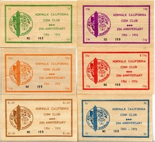 Norwalk California Coin Club--6 Wooden Nickel Flats-28W
