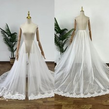 Bridal Detachable Skirt Lace Appliques Tulle Wedding Dress Removable Train