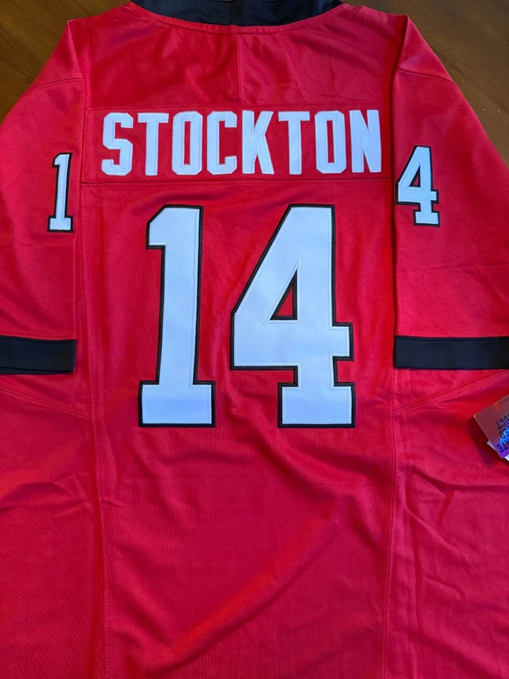 Georgia Bulldogs Gunner Stockton #14 Men’s Stitched Football Jersey Red/White - Image 4 of 4