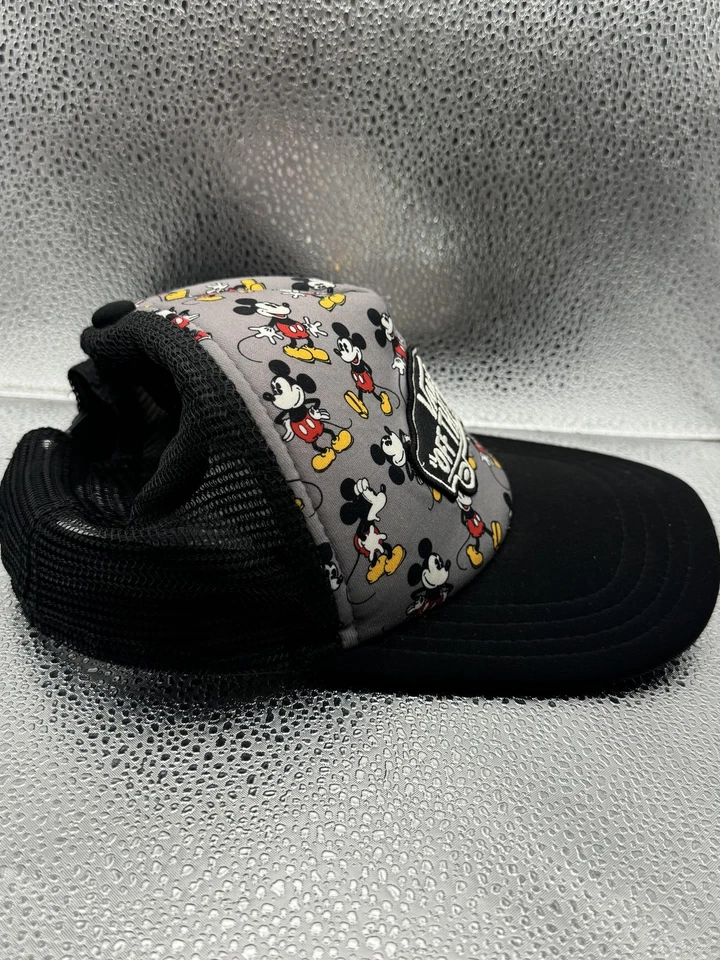 Vans Микки Маус шляпа крышка Snap назад серый черный сетки водитель грузовика нашивка один размер мужской - Изображение 3 из 4