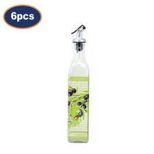 Glas &Ouml;l Essig Flasche Ausgie&szlig;er 500ml Luftdicht Spender Aufbewahrung Oliven 6er Set