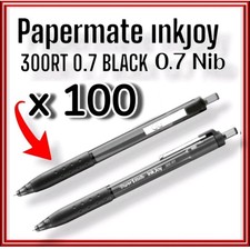 Paper Mate Inkjoy 300RT Black Ink Gel Pen x 100 Comfort Grip 0.7 Office Job Lot