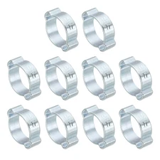 30 Pack 14-17mm Double Ear Hose Clamp Galvanized Steel Crimp Rings