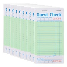 Stock Your Home Green Guest Check Books for Servers 10 Pack 10 Pack,
