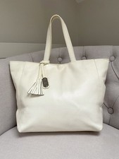 Carpisa Italy Borsa Tote Bag in Morbida Pelle Bianca - Borsa a Tracolla da Lavoro Grande, Adatto per Laptop