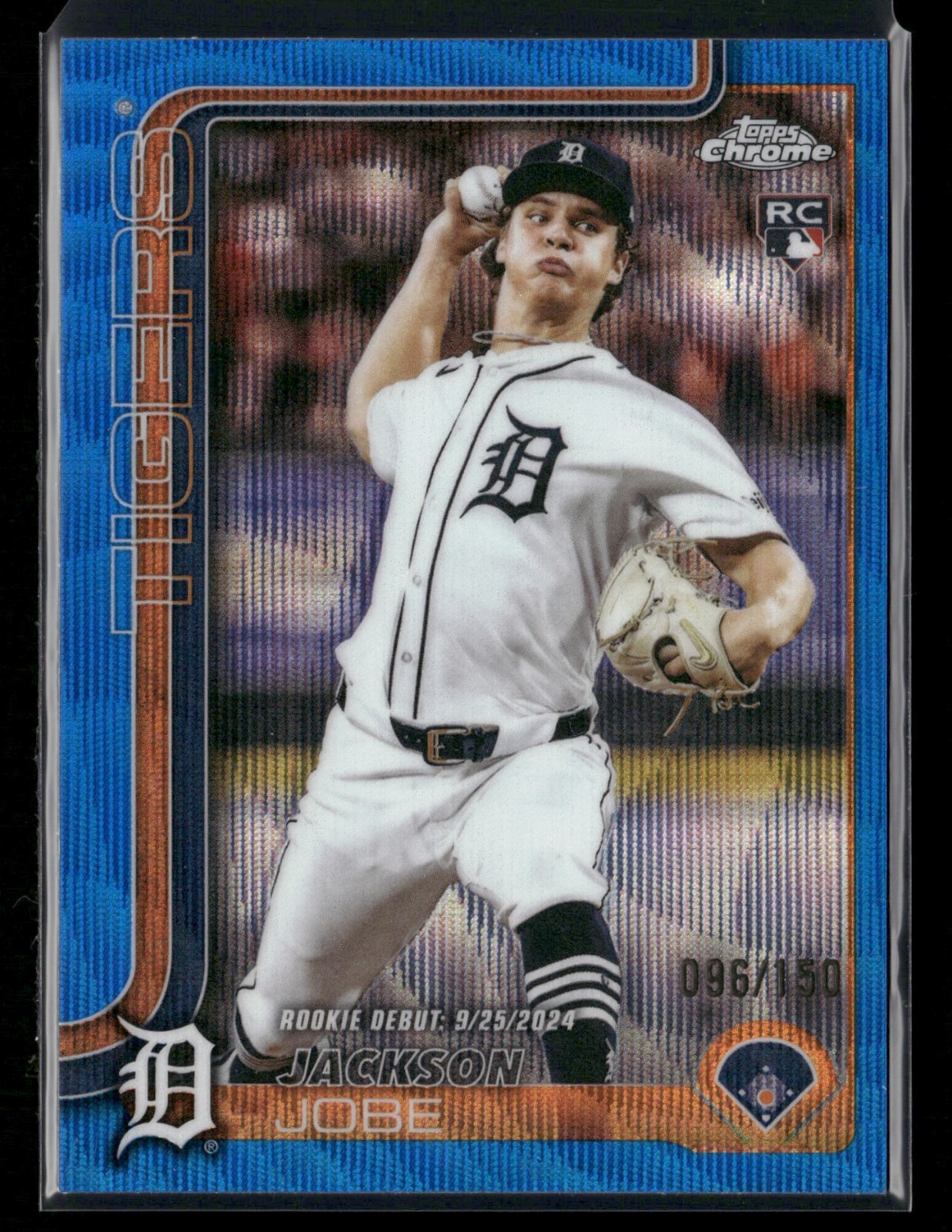 2025 Topps Chrome Update JACKSON JOBE #USC48 BLUE WAVE Refractor /150 RC Tigers