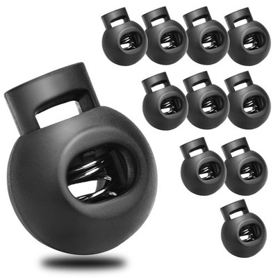50Pack Single Hole Round Plastic Cord Locks Spring Toggle Stopper for