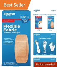 XL Flexible Fabric Adhesive Bandages, 10 Count - Durable Wound Protection